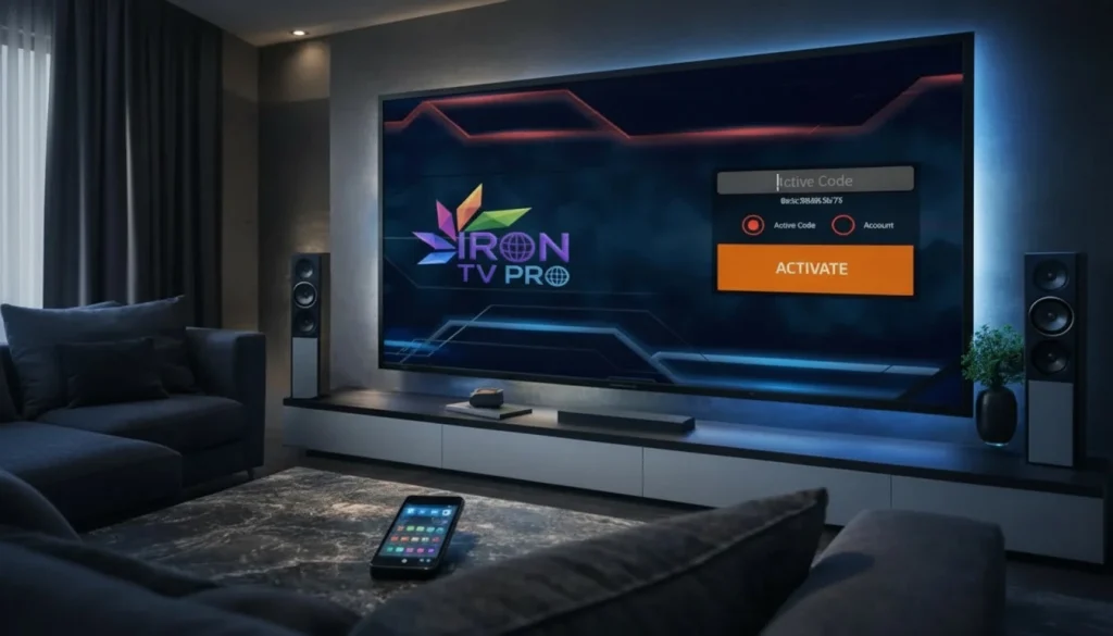 Interface de l'application IRON TV PRO officielle en 4K